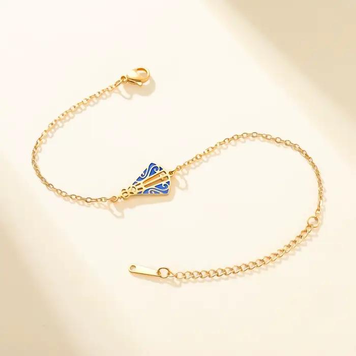 Bracelet Croix de la Vierge Aparecida en Acier Inoxydable, Cordon Tressé Réglable, Émail Bleu, Bijou Religieux, Cadeau