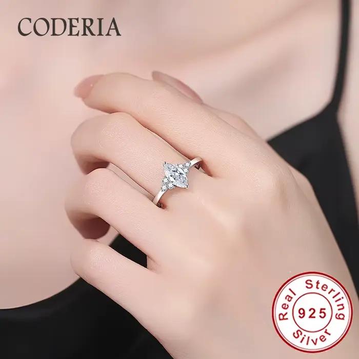 Bague en moissanite taille marquise 1 carat plaquée or blanc 14K en argent sterling S925