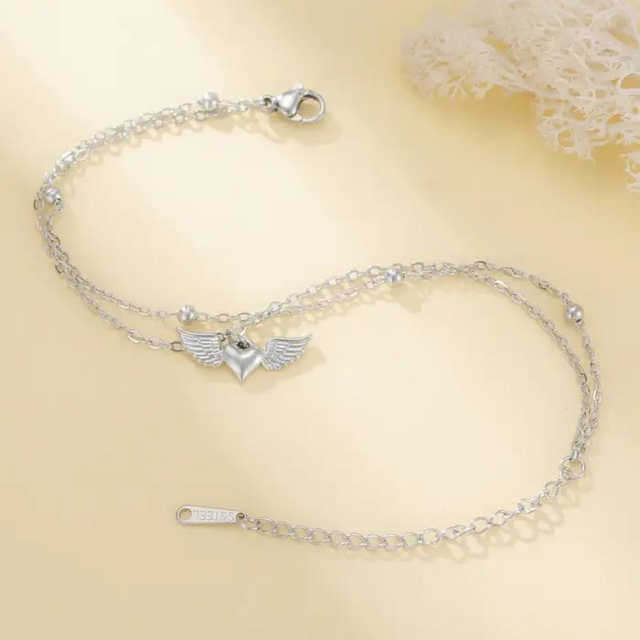 Teamer – Bracelet à breloques en forme d'aile de cœur pour femmes
