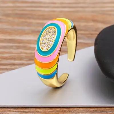 Nidin nouvelle mode bohême coloré éternité bague pour les femmes fiançailles mariage arc-en-ciel cou
