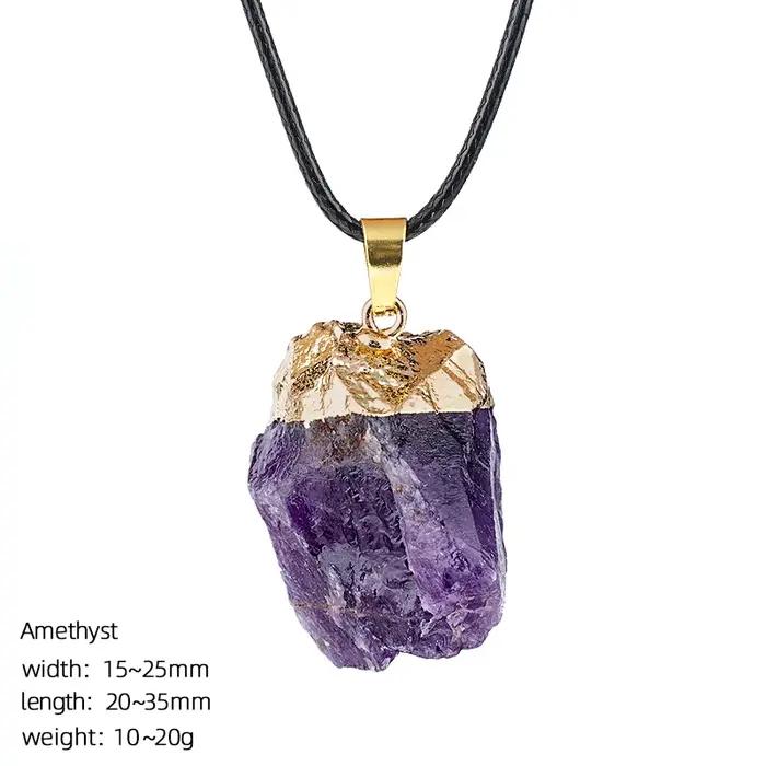 Collier en pierre semi-précieuse naturelle irrégulière plaqué or, 20-35x15-25mm, pendentif pour femm