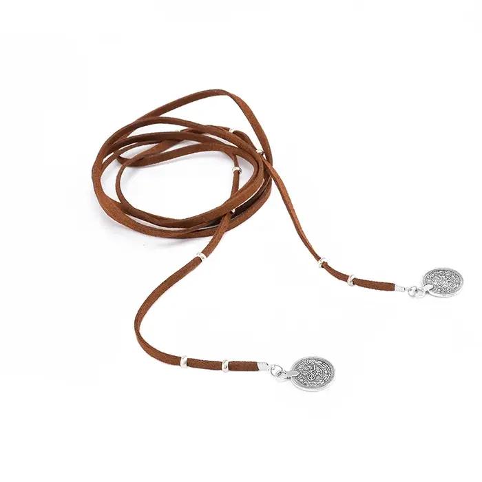 Boho Long Collier gothique noir velours tour de cou Maxi colliers rond