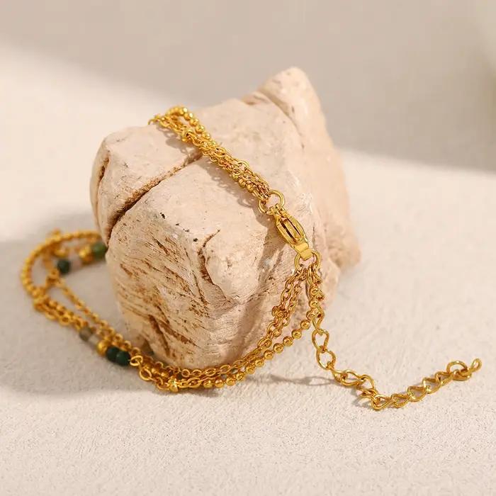 Bracelet E.B.belle lune à trois couches plaqué or 18 carats acier inoxydable pour femmes style moderne occassions spéciales