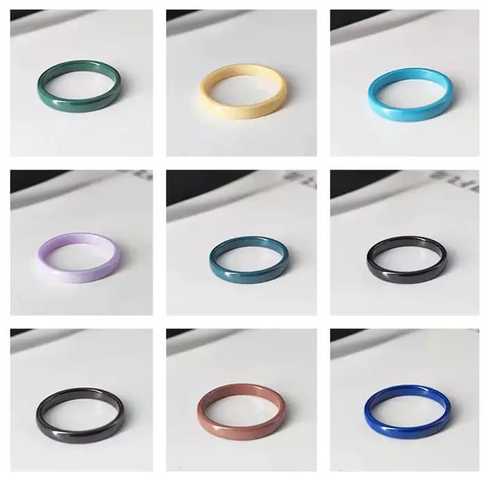 Bague en céramique colorée de 3mm pour femmes et couples