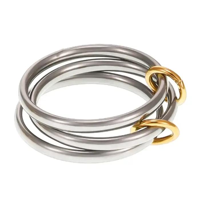 Bagues empilables pour femmes en acier inoxydable avec zircone cubique pour style bureau et soirées élégantes
