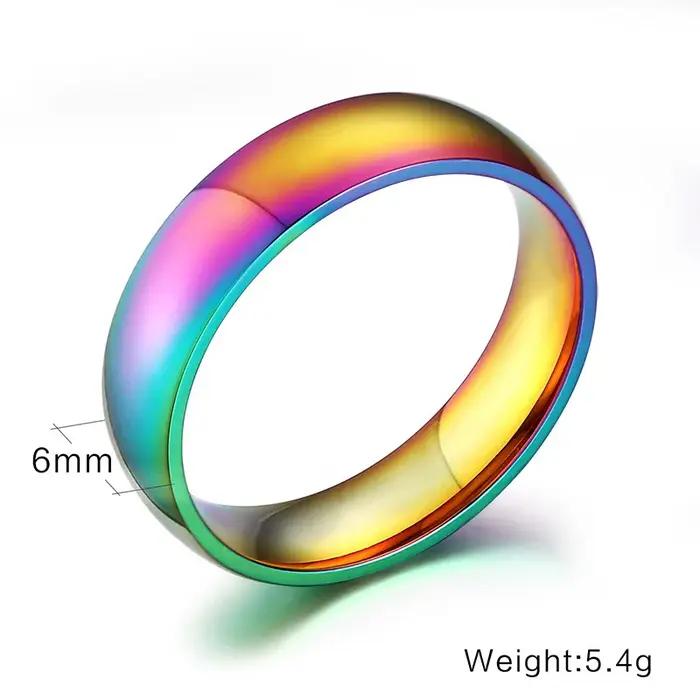 Bague colorée arc-en-ciel pour hommes et femmes