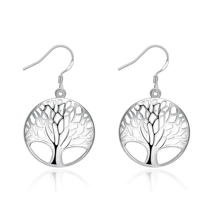 Boucles d'oreilles rondes creuses en argent sterling 925 élégantes pour femmes style moderne occasions spéciales mariage anniversaire cadeau de fête