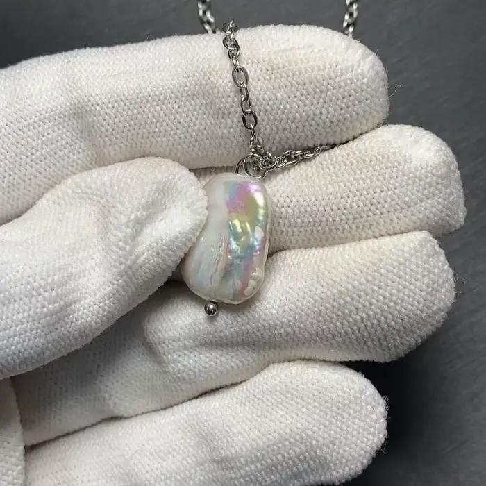 HEYYA – collier avec pendentif en perles baroques naturelles pour femmes