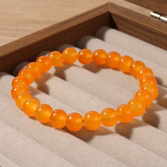 Bracelet exquis en perles de cristal orange – Fait à la main – Unisexe – Le meilleur cadeau pour les amoureux