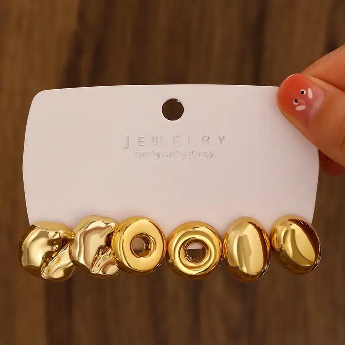 4 paires de boucles d'oreilles géométriques à la mode, couleur or, Design haut de gamme, sensation populaire, brillant, Vintage, Simple, bijoux pour femmes
