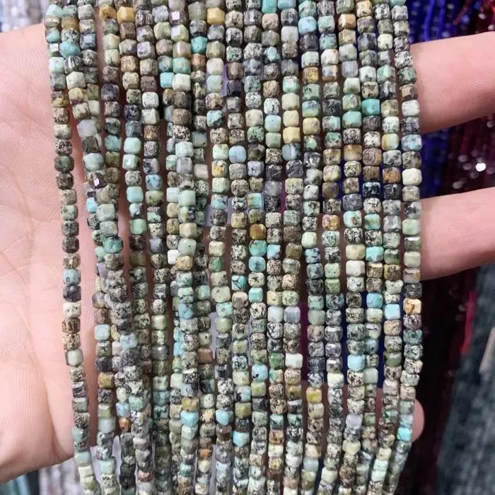 Lapis Lazuli 3x3mm carré à facettes pierre naturelle péridot Alashan agate Cube en vrac pour la fabr