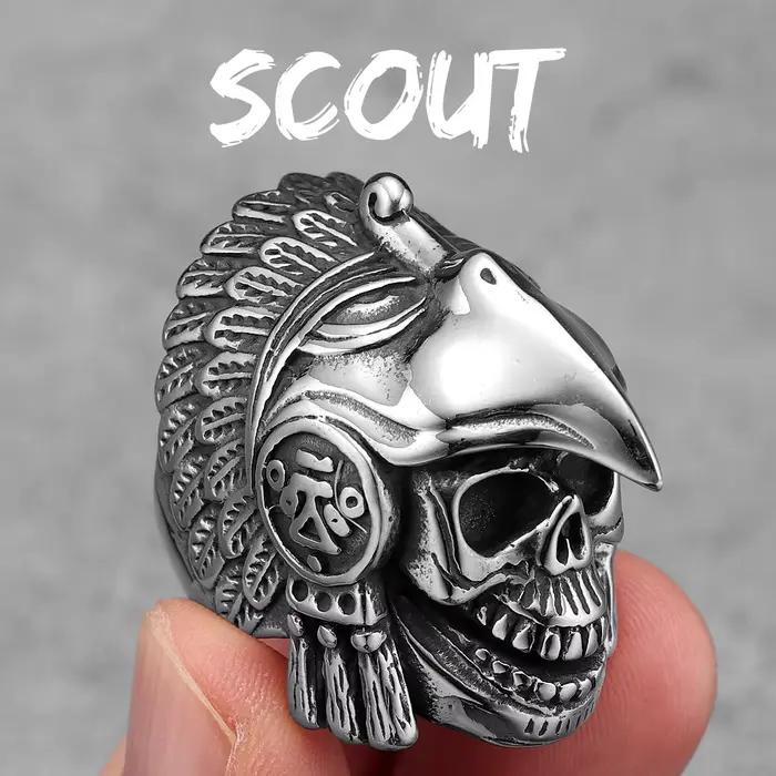 Bagues en acier inoxydable Scout Skull Indian Eagle pour hommes et femmes, bijoux punk rétro, access