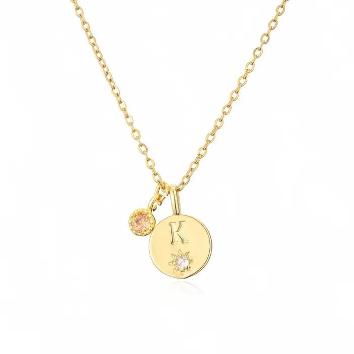 Collier pendentif en laiton plaqué or 18 carats avec 26 lettres, collier ras du cou tendance pour fe