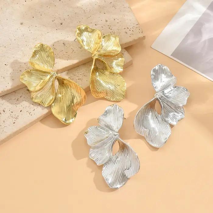 Boucles d'oreilles demi-fleur en feuilles de Ginkgo pour femmes