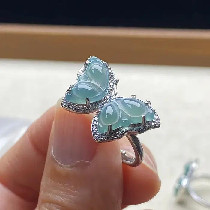 Pendentif et bague en émeraude naturelle véritable, jade de Birmanie, collier, bijoux, charme, créat