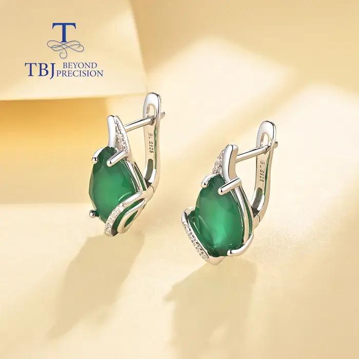 Bague en argent regardé 925 avec agate verte naturelle pour femme