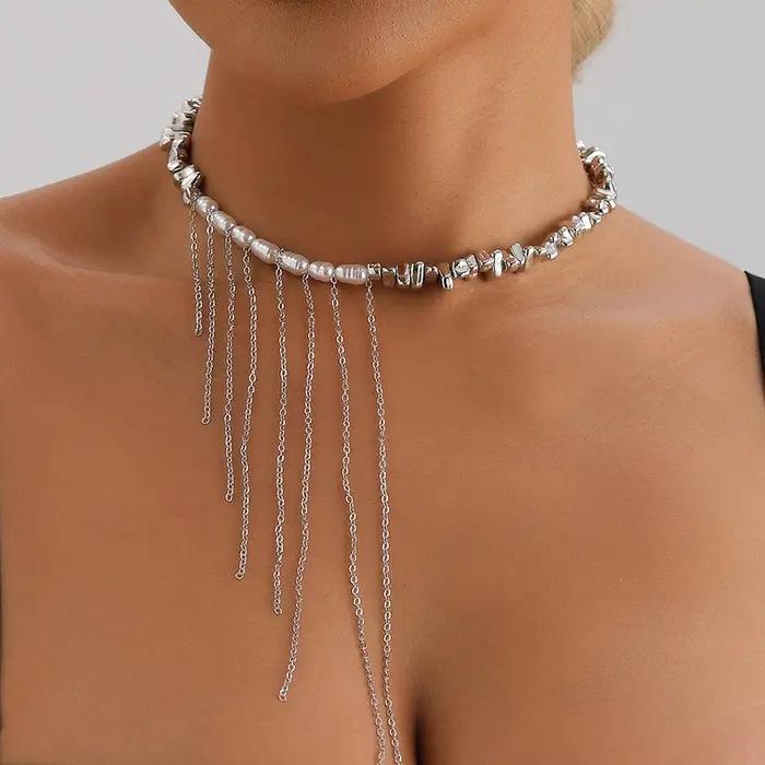 Collier ras du cou en Imitation de perles pour femmes, bijoux tendance pour fête de mariage, chaîne