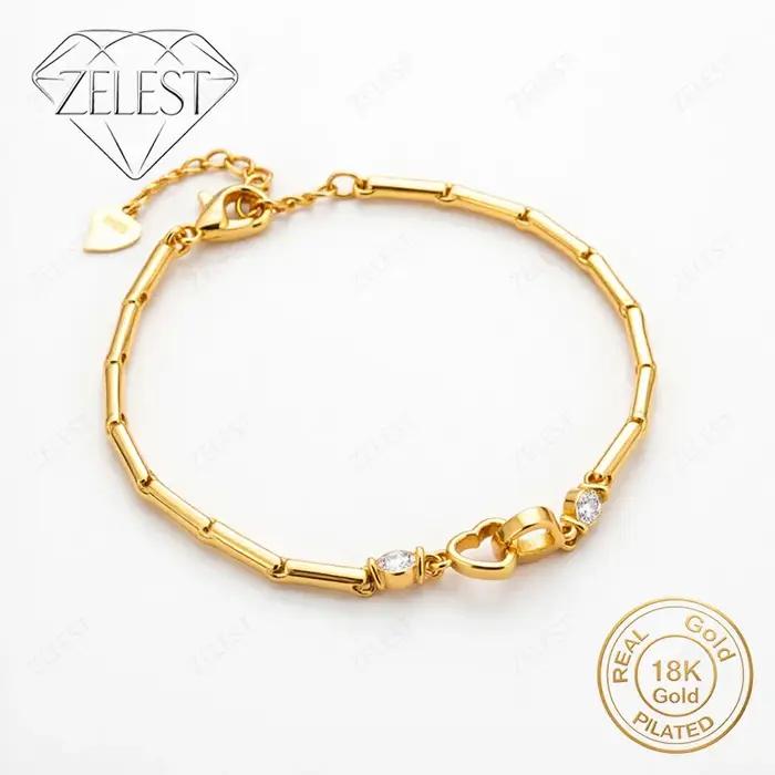 Bracelet de luxe en argent sterling 925 plaqué or 18 carats