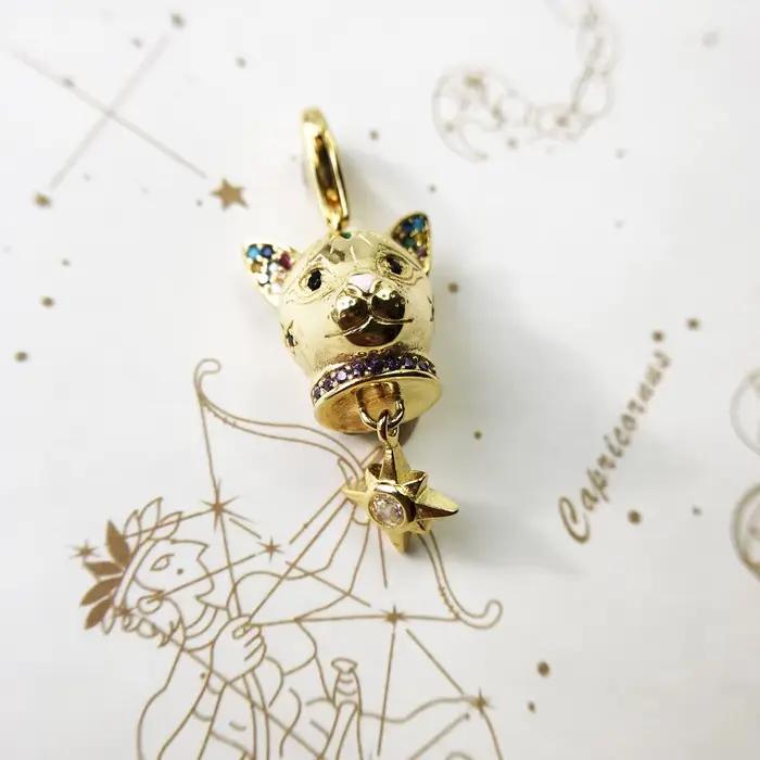 Pendentif breloques chat en or nouveau mignon bijoux faits à la main européens pour dames femmes Europe cadeau en argent Sterling 925