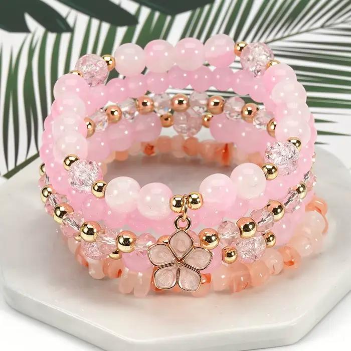 Bracelets bohémiens ornés de breloques marguerites et perles de cristal colorées pour femmes, accessoire de bijouterie de main pour l'été et la plage, chaînes de poignet style bohème