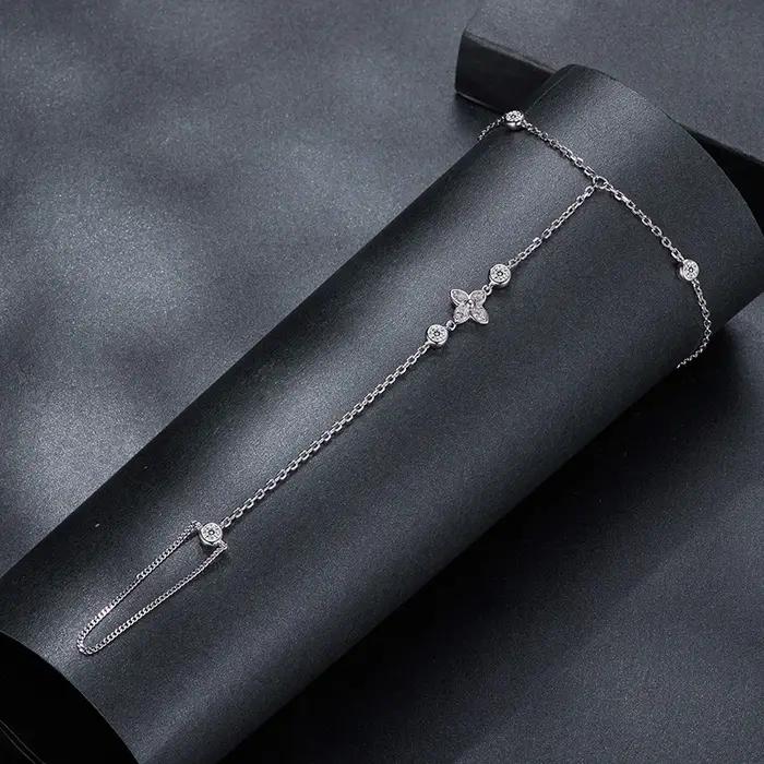 Bamoer U – Bracelet Moissanite à quatre feuilles en argent Sterling 925