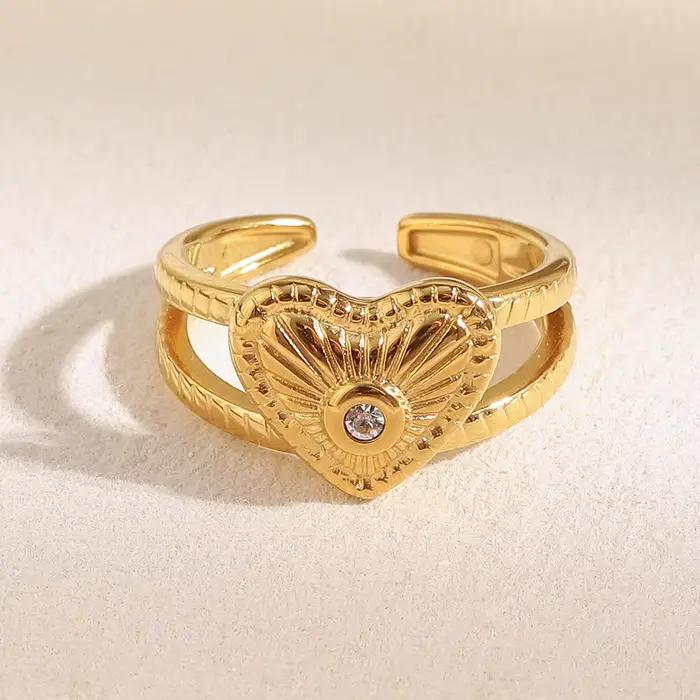 E.B.belle – bague manchette en forme de cœur pour femmes