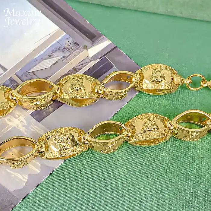 Ensemble de bijoux hip-hop avec collier et bracelet en chaîne longue dorée originale de 24,8 pouces pour homme, bijoux de fiançailles, cadeaux de luxe pour les fêtes
