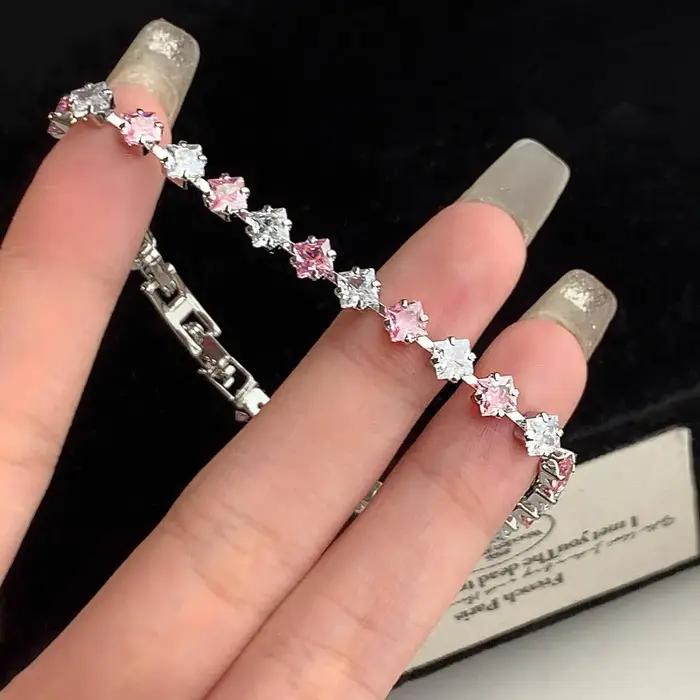 Bracelet en Zircon pour femmes, bracelets roses de luxe à la mode pour femmes