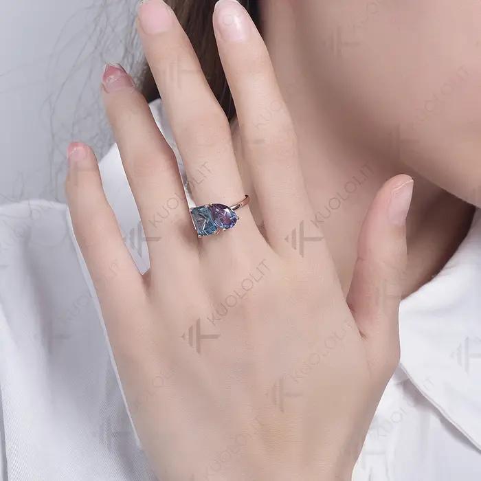 Kuololit-Bague cl rite cultivée en laboratoire pour femme