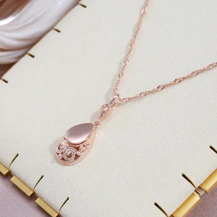 SYOUJYO Vintage 585 couleur or Rose pendentif colliers pour femmes brillant Simple goutte d'eau ethnique mariée bijoux de mariage