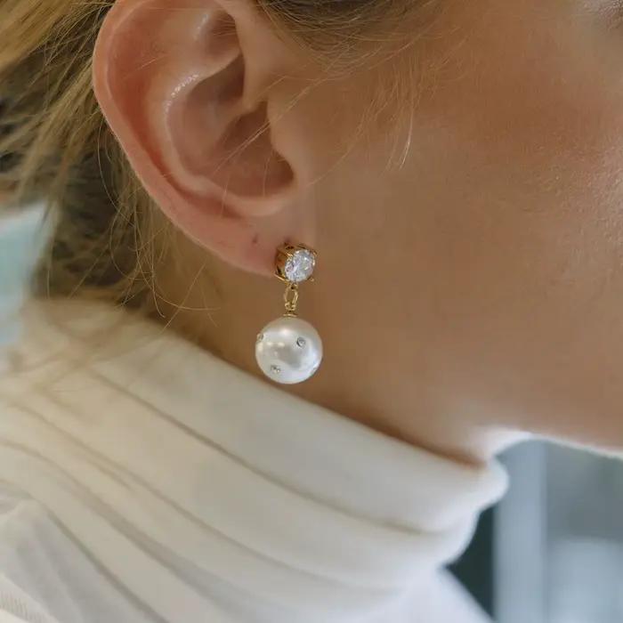 Youthway – boucles d'oreilles élégantes en imitation perle et Zircon pour femmes