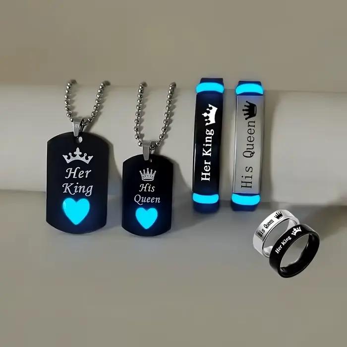 Ensemble de bijoux lumineux en acier inoxydable pour femmes