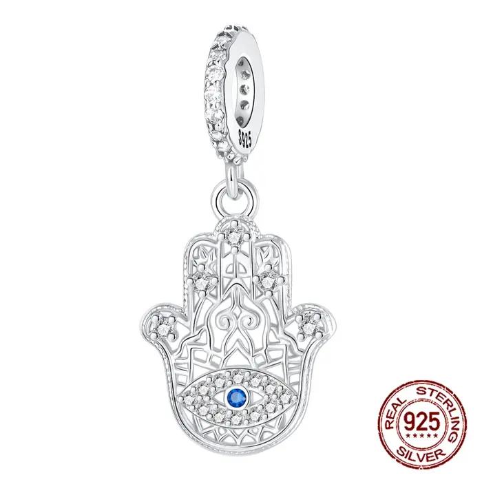 925 argent Sterling main de Fatima mauvais œil amulette Talisman pendentif breloque ajustement Origi