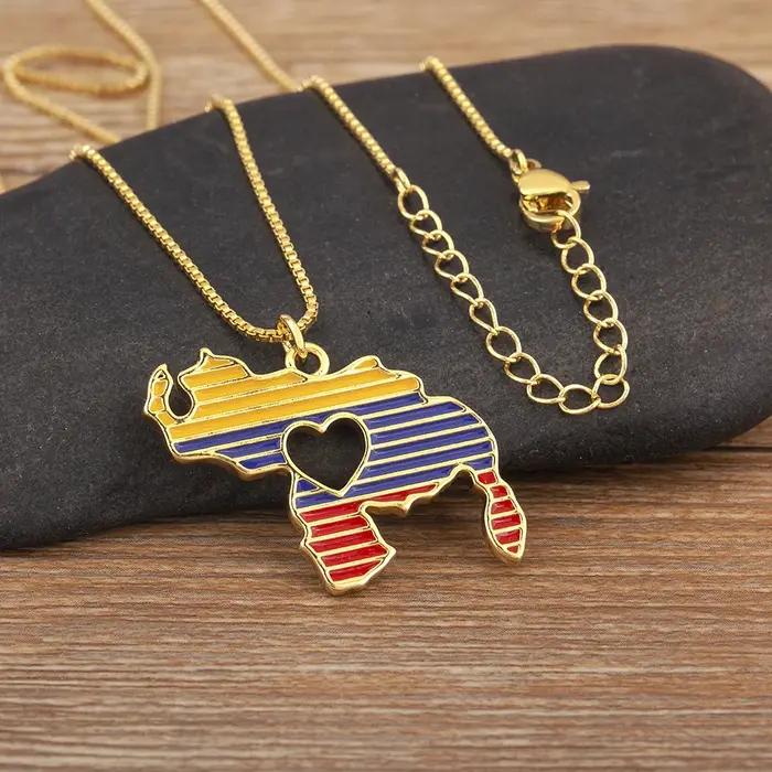 Nidin nouvelle mode Venezuela carte coeur conception pendentif à breloque collier pour femmes hommes personnalité clavicule chaîne accessoires cadeaux