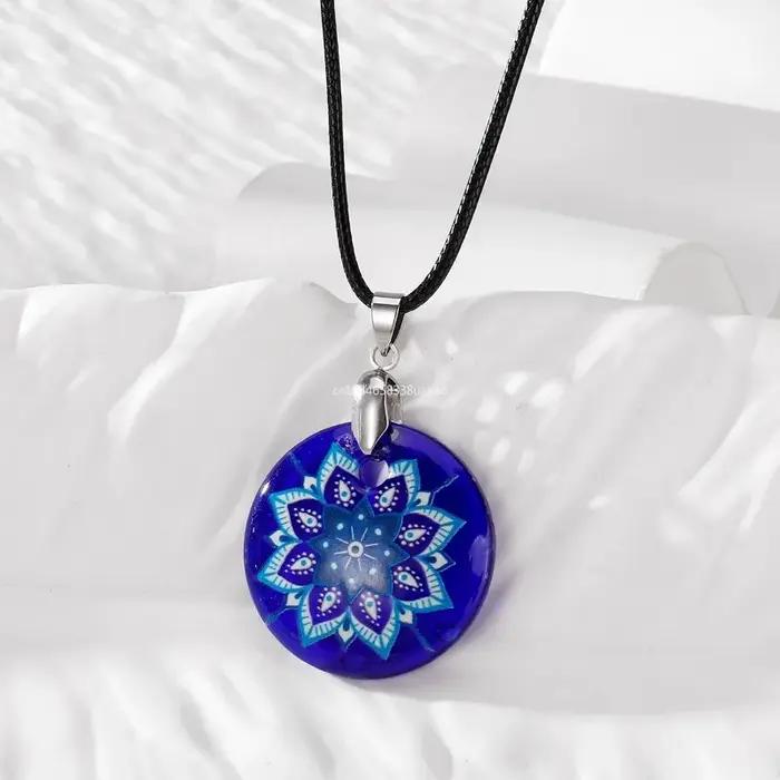 Collier ULBoho Flower Blue Evil Eyes pour hommes et femmes