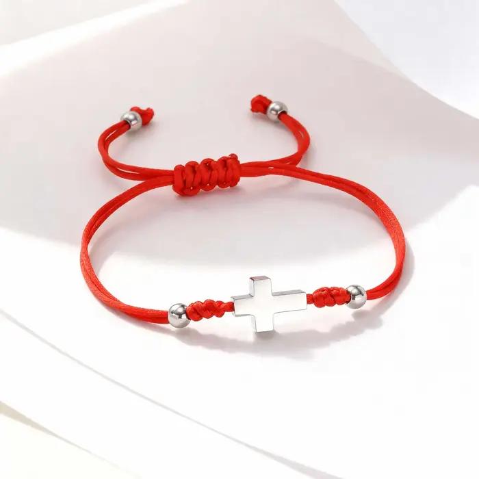 Bracelet religieux chrétien avec croix perlée pour femmes
