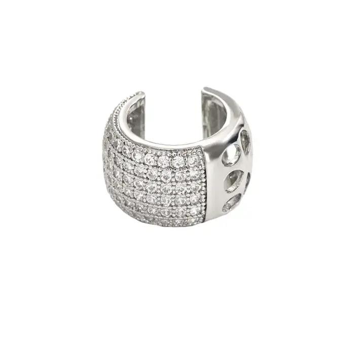Clip d'oreille en forme de C de luxe entièrement orné de strass pour femmes