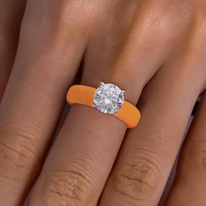 Bague de fiançailles solitaire MossanRappr en argent sterling 925 avec moissanite couleur D de 3