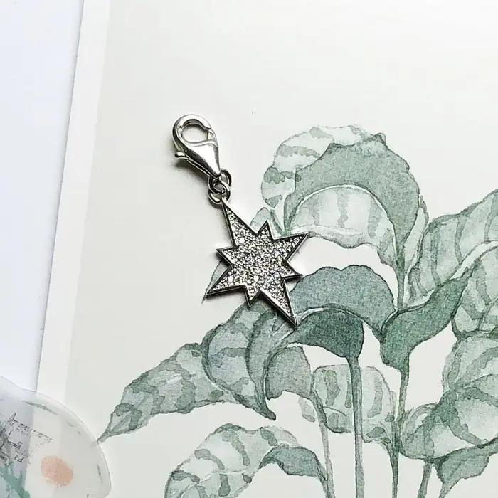 Pendentif à breloque étoile brillante en argent Sterling pur 925