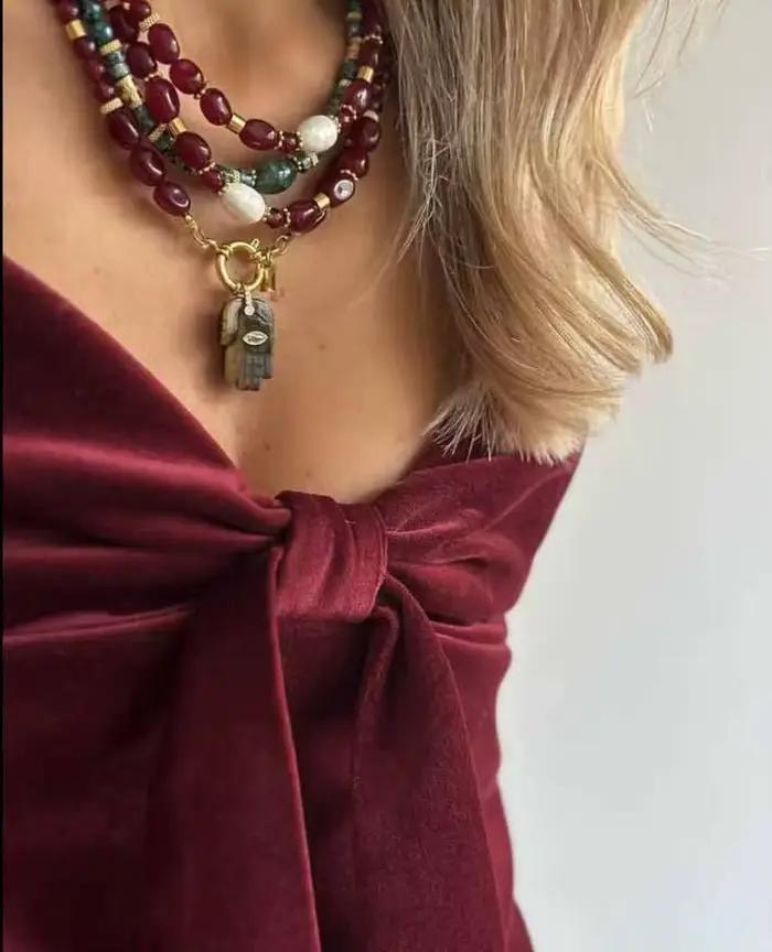 Collier de perles en pierre naturelle fait à la main, élégant, Style européen et américain, bijoux de fête, orné à la main du bouddha
