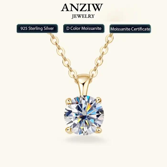 1.0 carat 2ct 3ct D Moissanite Solitaire goutte colliers 18k plaqué or pendentif Original réel 925 argent chaîne bijoux pour les femmes
