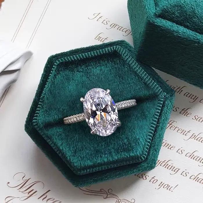 Bague ovale brillante en argent Sterling 925 pour femmes, zircone 1-5CT, magnifique, fiançailles, ma