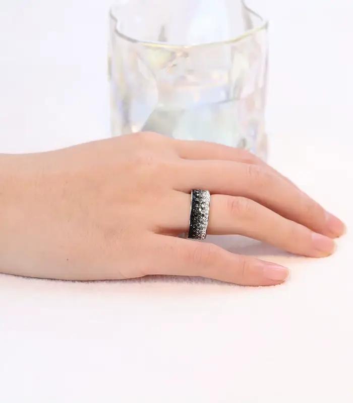 6/7/8/9 # Bague en cristal pour femmes, bijoux à la mode, ligne de couleurs différentes, vente en gros, bague en acier inoxydable