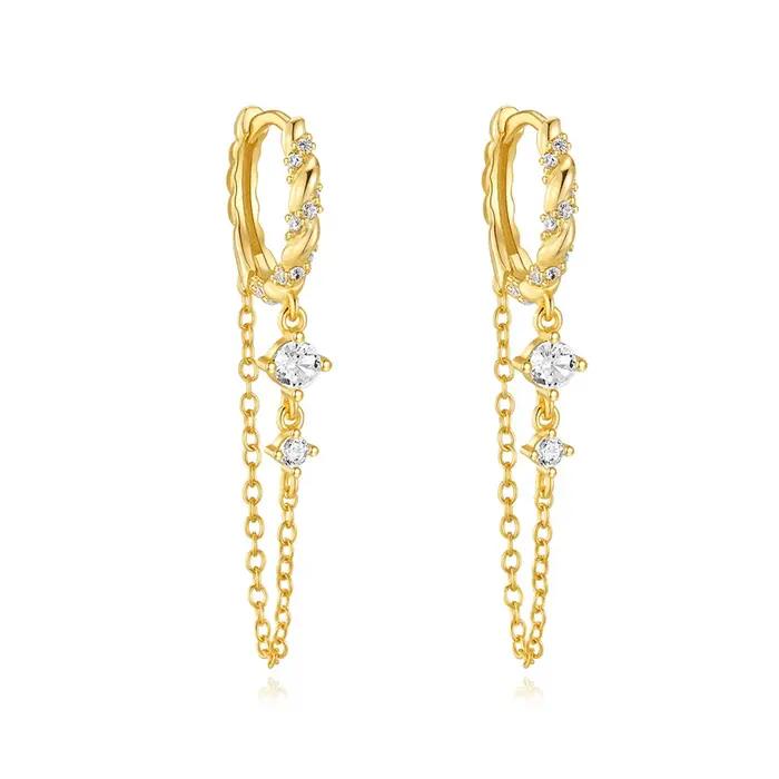 Aide-Boucles d'oreilles rondes en argent regardé 925 pour femme