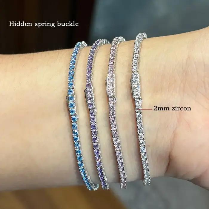 FEOBUR – Bracelet de Tennis en diamant bleu à haute teneur en carbone pour femmes