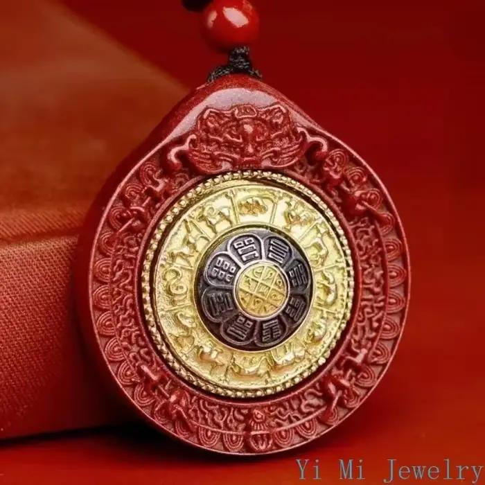 Collier pendentif trigrammes de sable napvermillon naturel pour hommes et femmes