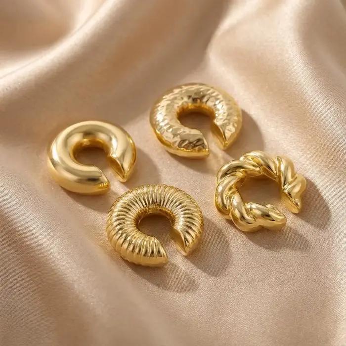Boucles d'oreilles manchette non-percées en forme de C pour femmes styles hyperboliques occasions spéciales soirée mariage cadeau fantaisie