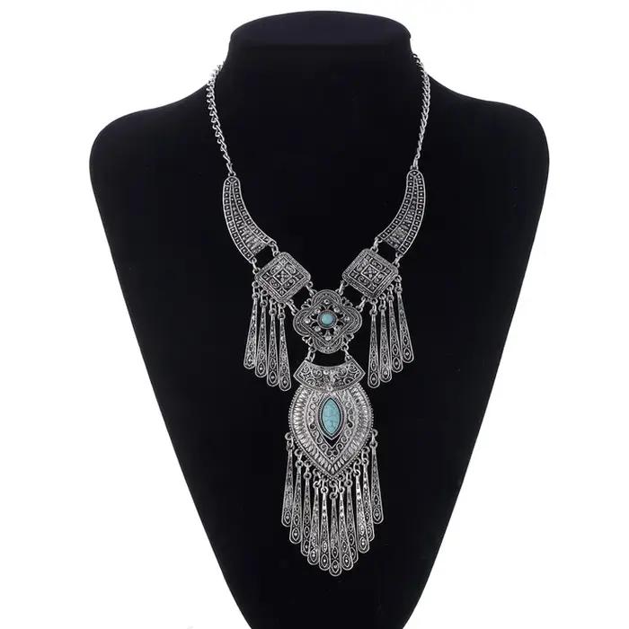 Collier ras du cou bohème pour femmes, vintage, long, maxi, bijoux