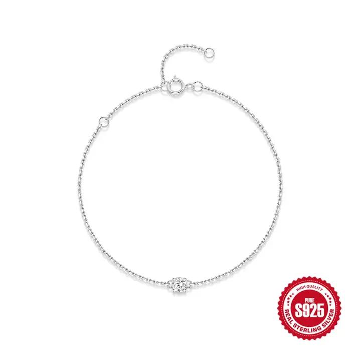 ROXI classique unique rond Moissanite 925 Bracelet en argent Sterling pour les femmes de luxe usage quotidien cadeaux de remise des diplômes pour elle