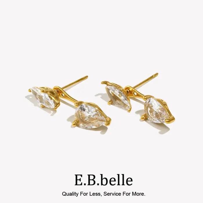Boucles d'oreilles E.B.belle en zircon œil de cheval goutte d'eau
